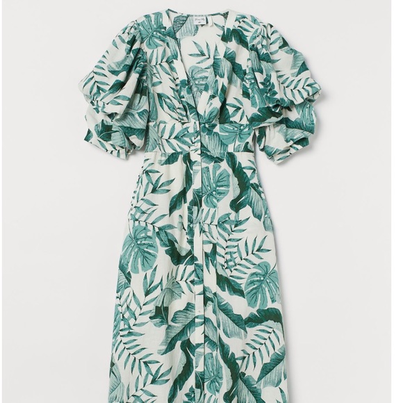 NWT Johanna Ortiz for H&M Natural White Leaf Dress - Picture 10 of 13